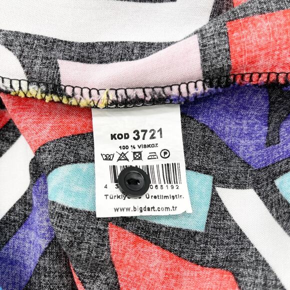 VTG Big Dart Womens Top Size US 10 Geometric Pop Art 90s Retro Maximalist Rayon - Picture 7 of 11